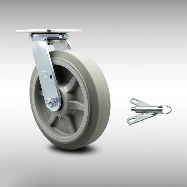 8 Inch SS Thermoplastic Rubber Swivel Caster with Ball Bearing and Swivel Lock